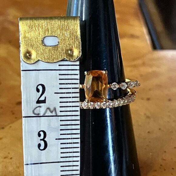 Brazilian Citrine Sterling Silver Ring Set Size 7.75 - Picture 7 of 9